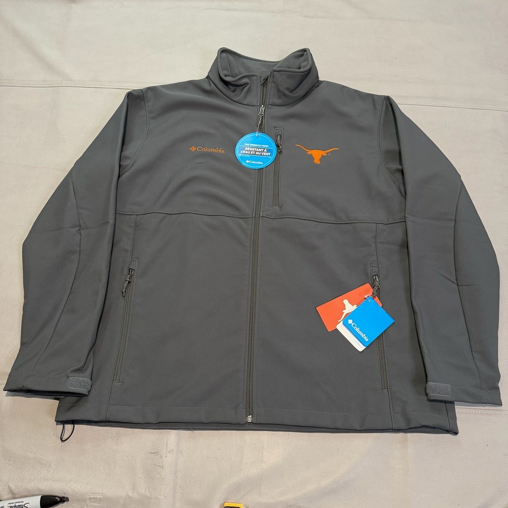 New Columbia Texas Longhorn 2XL Fleece Line Jacket Men Gray Softshell Activewear